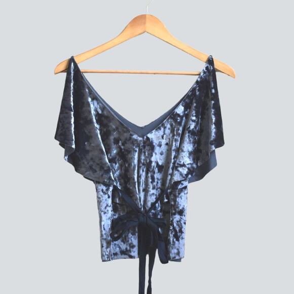 Zara Crushed Velvet Cropped Top Size S - Picture 3 of 5